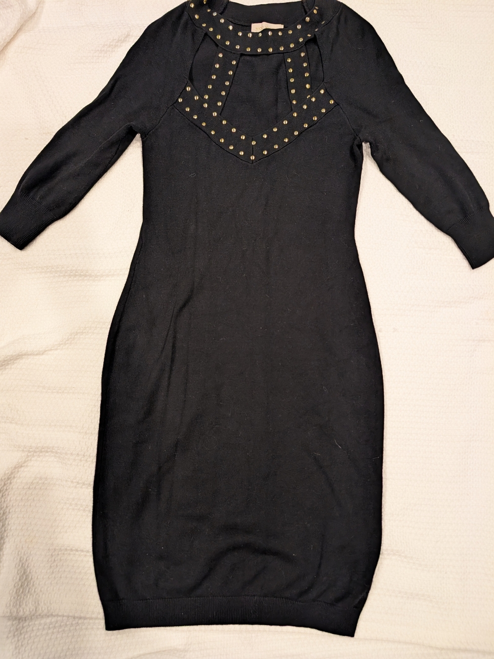 Nicki Minaj Black Stud-Accent Midi Knit Dress